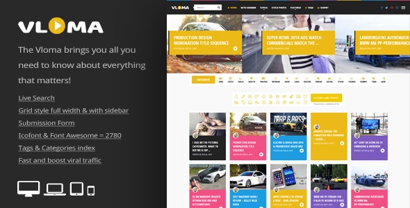 Vloma Grid- Blog Magazine Video WordPress Theme