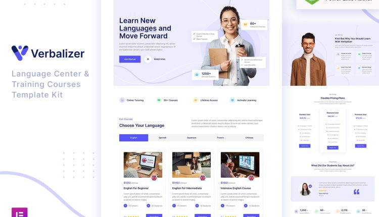 Verbalizer - Language Courses - Learning Center Elementor Template Kit