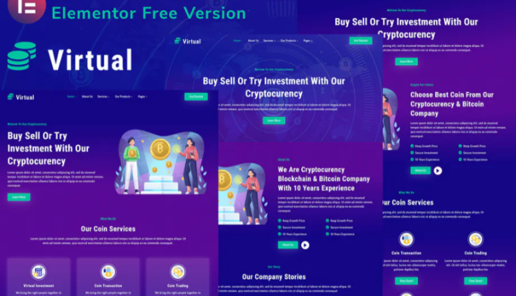 Virtual - Cryptocurency Blockchain - Bitcoin Elementor Template Kit