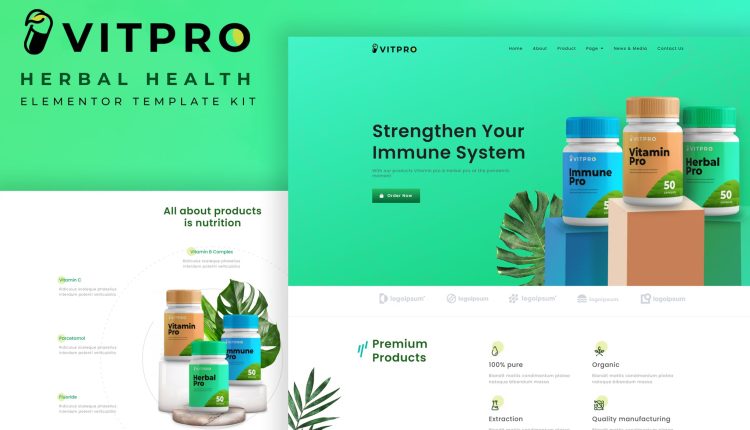 Vitpro - Herbal Health Elementor Template kit