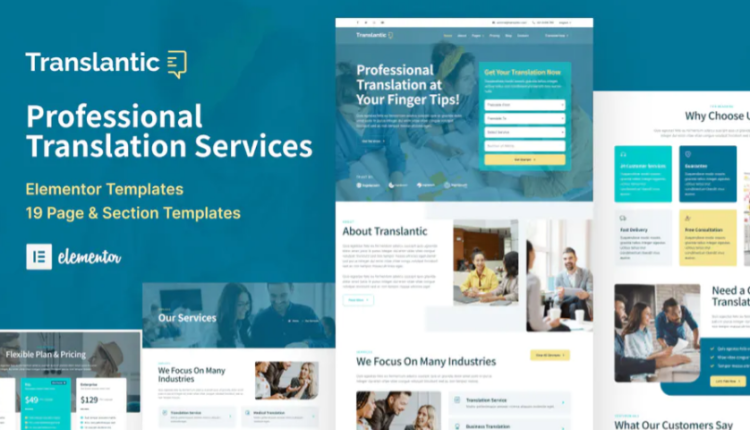 Translantic - Translation Service Agency Elementor Template Kit