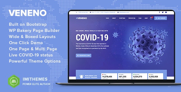 VenenoCoronavirus Information WordPress Theme