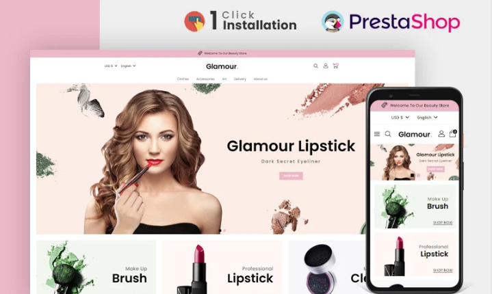 Glamour Cosmetics PrestaShop Theme Template Monster