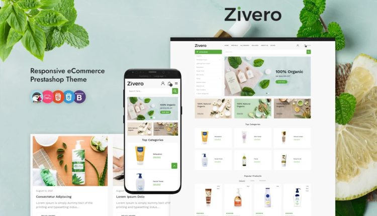 Zivero - Organic - Beauty PrestaShop Template PrestaShop Theme Aug