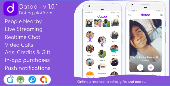 Datoo- Dating platform with Live Steaming and Video calls + Admin Panel
