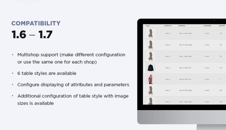 AN Display product combinations in a table Module Prestashop