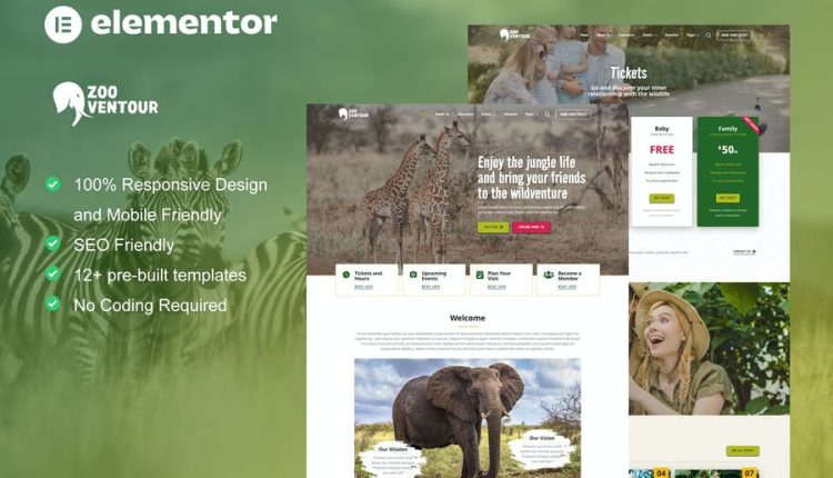 Zooventour - Safari & Zoo Elementor Pro Template Kit