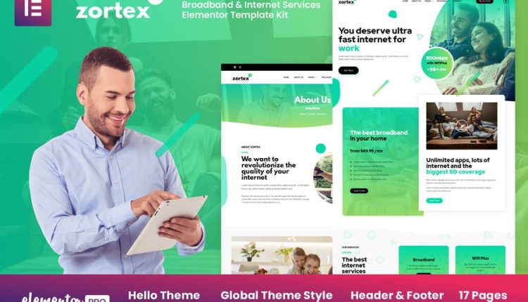 Zortex - Broadband & Internet Services Elementor Template Kit