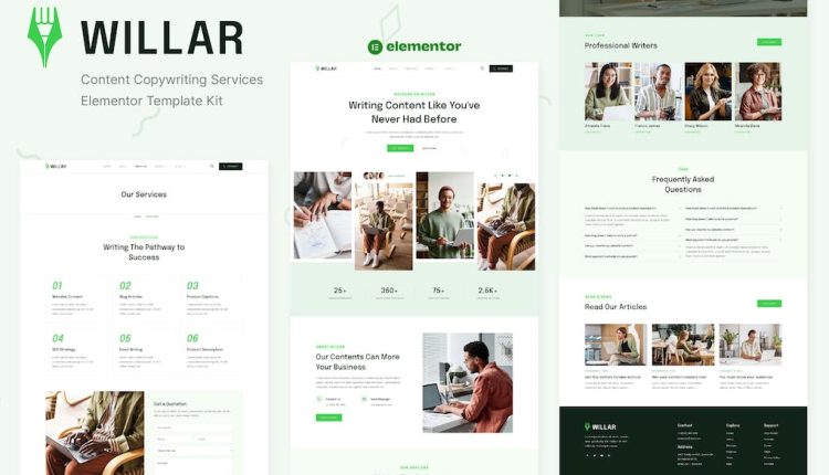 Willar - Content Copywriting Services Elementor Template Kit