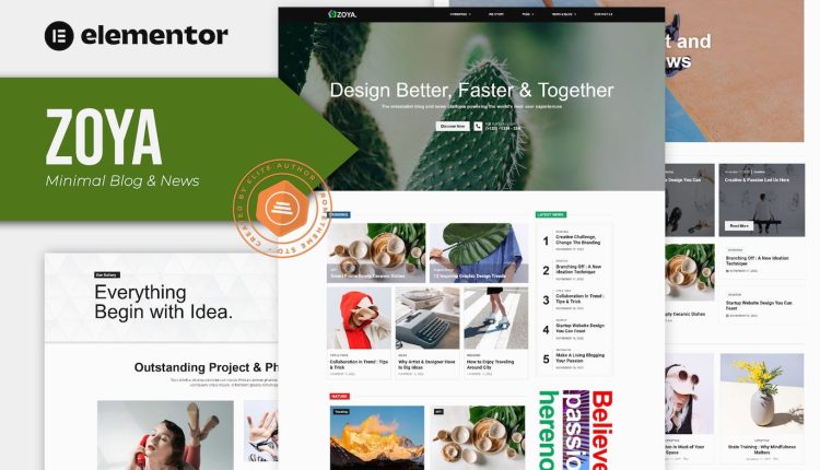 Zoya - Minimal Blog Elementor Template Kit