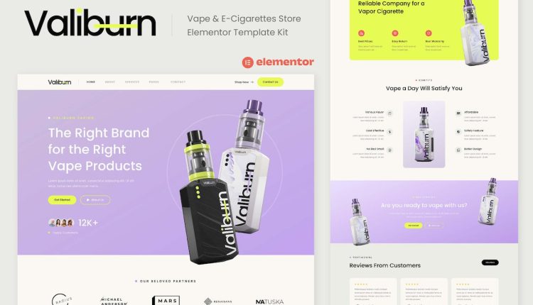 Valiburn - Vape & E-Cigarettes Store Elementor Template Kit