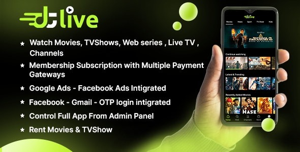 DTLive - Flutter App (Android - iOS - Website - AndroidTV) Movies - TV Series - Live TV Channel OTT