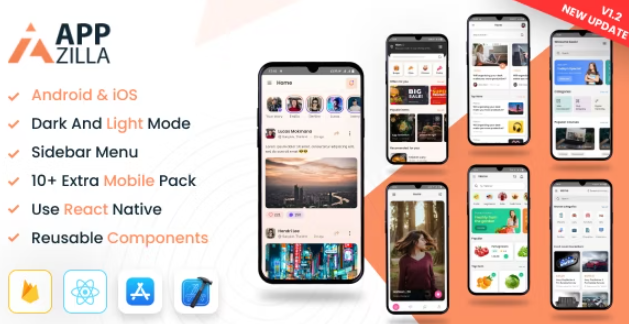 AppZilla Mobile React Native UI KIT Elements Andriod + iOS