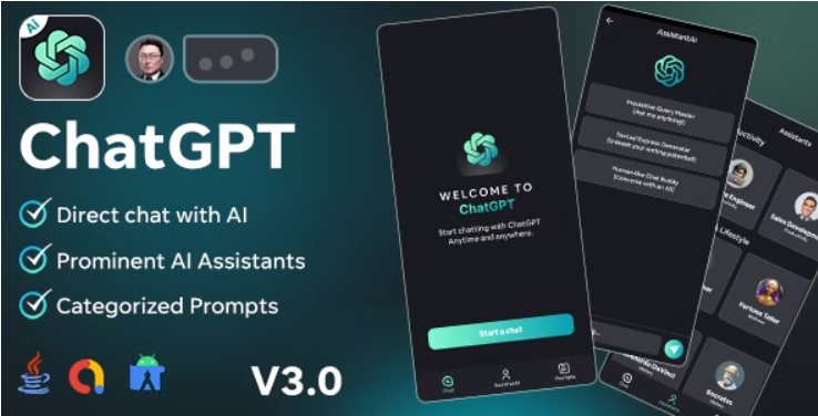 AssistantAi - ChatGPT App - Android Java App + AdMob Ads